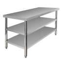Stół centralny z 2 półkami 150x70x85 cm - widok z przodu pod kątem