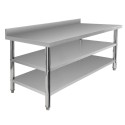 Stół przyścienny z 2 półkami 160x70x85 cm - widok z przodu pod kątem
