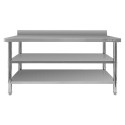 Stół przyścienny z 2 półkami 160x70x85 cm - widok z przodu
