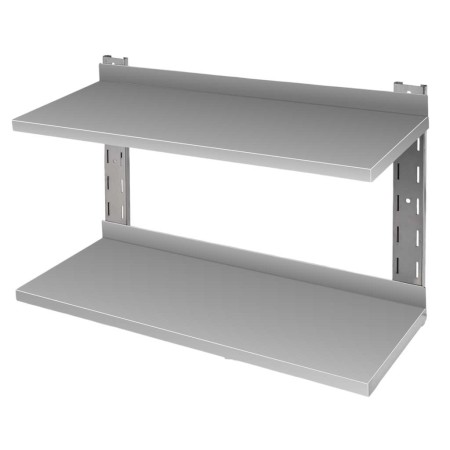 Półka ze stali nierdzewnej wisząca dwupoziomowa Mega-M 90x30 cm kreuj swój biznes z Wyposażenie sklepów i instytucji  - Kreuj swój biznes z 4store.pl