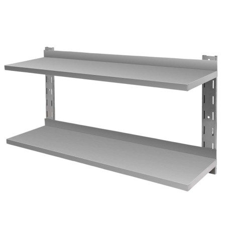 Półka ze stali nierdzewnej wisząca dwupoziomowa Mega-M 120x30 cm kreuj swój biznes z Wyposażenie sklepów i instytucji  - Kreuj swój biznes z 4store.pl