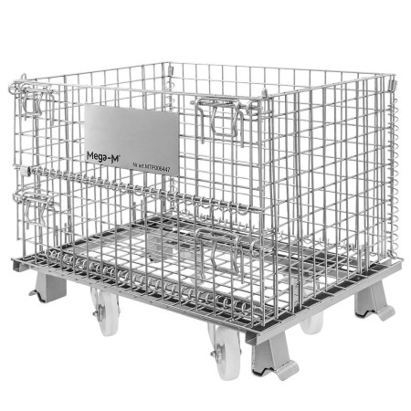 Pojemnik siatkowy gitterbox z kołami Mega-M 80x60x64 cm kosz metalowy składany kreuj swój biznes z Wyposażenie sklepów i instytucji  - Kreuj swój biznes z 4store.pl
