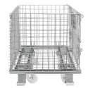 Pojemnik siatkowy Mega-M 80x60x64 cm z kołami - widok z boku na kółka i nogi