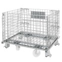 Pojemnik siatkowy Mega-M 80x60x64 cm z kołami - widok z przodu pod kątem