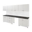 Zestaw mebli kuchennych do pomieszczeń socjalnych Mega-M L-287 cm G-60 cm H-91 cm Popiel Egger