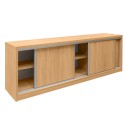 Komoda biurowa Mega-M 280 cm dąb sonoma - widok z przodu, drzwi przesuwne, półki