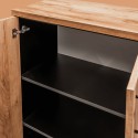 Szafka biurowa Mega-M 70x35x120 cm - wnętrze z czarnymi półkami i zawiasem