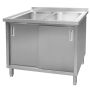 Zlew gastronomiczny spawany dwukomorowy z szafką Mega-M 100x70x85 cm stal nierdzewna kreuj swój biznes z Wyposażenie sklepów i instytucji  - Kreuj swój biznes z 4store.pl