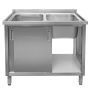 Zlew gastronomiczny spawany dwukomorowy z szafką Mega-M 100x70x85 cm stal nierdzewna kreuj swój biznes z Wyposażenie sklepów i instytucji  - Kreuj swój biznes z 4store.pl