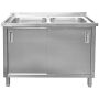 Zlew gastronomiczny spawany dwukomorowy z szafką Mega-M 120x70x85 cm stal nierdzewna kreuj swój biznes z Wyposażenie sklepów i instytucji  - Kreuj swój biznes z 4store.pl