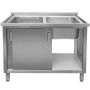 Zlew gastronomiczny spawany dwukomorowy z szafką Mega-M 120x70x85 cm stal nierdzewna kreuj swój biznes z Wyposażenie sklepów i instytucji  - Kreuj swój biznes z 4store.pl