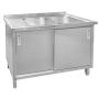 Zlew gastronomiczny spawany dwukomorowy z szafką Mega-M 140x70x85 cm stal nierdzewna kreuj swój biznes z Wyposażenie sklepów i instytucji  - Kreuj swój biznes z 4store.pl