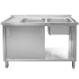 Zlew gastronomiczny spawany dwukomorowy z szafką Mega-M 140x70x85 cm stal nierdzewna kreuj swój biznes z Wyposażenie sklepów i instytucji  - Kreuj swój biznes z 4store.pl