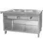 Zlew gastronomiczny spawany dwukomorowy z szafką Mega-M 140x70x85 cm stal nierdzewna kreuj swój biznes z Wyposażenie sklepów i instytucji  - Kreuj swój biznes z 4store.pl