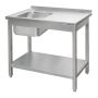 Zlew gastronomiczny spawany z komorą po lewej stronie i półką Mega-M 120x60x85 cm stal nierdzewna kreuj swój biznes z Wyposażenie sklepów i instytucji  - Kreuj swój biznes z 4store.pl