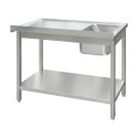 Zlew gastronomiczny Mega-M 120x60x85 cm z półką - widok z przodu pod skosem