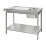 Zlew gastronomiczny spawany z komorą po lewej stronie i półką Mega-M 120x60x85 cm stal nierdzewna kreuj swój biznes z Wyposażenie sklepów i instytucji  - Kreuj swój biznes z 4store.pl