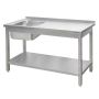 Zlew gastronomiczny spawany z komorą po lewej stronie i półką Mega-M 180x60x85 cm stal nierdzewna kreuj swój biznes z Wyposażenie sklepów i instytucji  - Kreuj swój biznes z 4store.pl