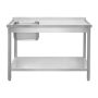 Zlew gastronomiczny spawany z komorą po lewej stronie i półką Mega-M 180x60x85 cm stal nierdzewna kreuj swój biznes z Wyposażenie sklepów i instytucji  - Kreuj swój biznes z 4store.pl
