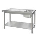 Zlew gastronomiczny z półką Mega-M 180x60x85 - widok z przodu ukośnie, komora po prawej