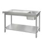Zlew gastronomiczny spawany z komorą po lewej stronie i półką Mega-M 180x60x85 cm stal nierdzewna kreuj swój biznes z Wyposażenie sklepów i instytucji  - Kreuj swój biznes z 4store.pl
