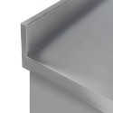 Zlew gastronomiczny Mega-M 140x70x85 cm - blat z rantem tylnym, zbliżenie narożnika