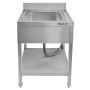 Zlew gastronomiczny jednokomorowy z maskownicą, półką i syfonem z rurą odpływową Mega-M 60x70x85 cm stal nierdzewna kreuj swój biznes z Wyposażenie sklepów i instytucji  - Kreuj swój biznes z 4store.pl