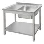 Zlew gastronomiczny spawany z komorą po prawej stronie i półką Mega-M 100x60x85 cm stal nierdzewna kreuj swój biznes z Wyposażenie sklepów i instytucji  - Kreuj swój biznes z 4store.pl