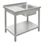 Zlew gastronomiczny spawany z komorą po prawej stronie i półką Mega-M 100x60x85 cm stal nierdzewna kreuj swój biznes z Wyposażenie sklepów i instytucji  - Kreuj swój biznes z 4store.pl