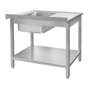 Zlew gastronomiczny Mega-M 100x60x85 cm - widok pod kątem z komorą i półką
