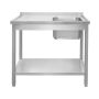 Zlew gastronomiczny spawany z komorą po prawej stronie i półką Mega-M 120x70x85 cm stal nierdzewna kreuj swój biznes z Wyposażenie sklepów i instytucji  - Kreuj swój biznes z 4store.pl