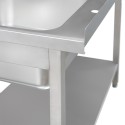 Zlew gastronomiczny z półką Mega-M 120x70 - narożnik blatu, komora i półka dolna