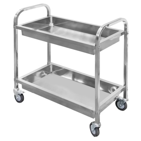 Wózek gastronomiczny kelnerski 95x50x95 cm Mega-M 2 półki stal nierdzewna kreuj swój biznes z Wyposażenie sklepów i instytucji  - Kreuj swój biznes z 4store.pl