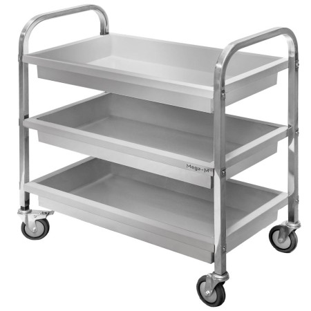 Wózek gastronomiczny kelnerski 95x50x95 cm Mega-M 3 półki stal nierdzewna kreuj swój biznes z Wyposażenie sklepów i instytucji  - Kreuj swój biznes z 4store.pl