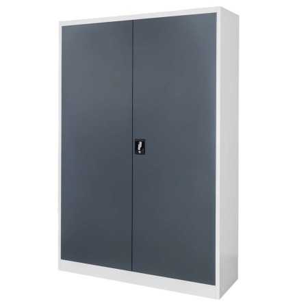Szafa biurowa metalowa na dokumenty Mega-M pełne drzwi S-120 cm G-40 cm H-185 cm szara grafitowy front kreuj swój biznes z Wyposażenie sklepów i instytucji  - Kreuj swój biznes z 4store.pl
