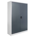 Szafa metalowa na dokumenty S-120 H-185 - widok z przodu pod kątem, zamknięte grafitowe drzwi