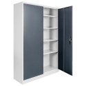Szafa metalowa na dokumenty Mega-M 120x40x185 cm - wnętrze z półkami przy otwartych drzwiach
