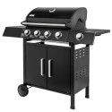 Grill ogrodowy gazowy Mega-M 4+1 ze stolikiem bocznym czarny reduktor + wąż gazowy