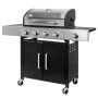 Grill ogrodowy gazowy Mega-M 4+1 ze stolikiem bocznym z pokrywą ze stali nierdzewnej reduktor + wąż gazowy kreuj swój biznes z Wyposażenie sklepów i instytucji  - Kreuj swój biznes z 4store.pl