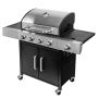 Grill ogrodowy gazowy Mega-M 4+1 ze stolikiem bocznym z pokrywą ze stali nierdzewnej reduktor + wąż gazowy kreuj swój biznes z Wyposażenie sklepów i instytucji  - Kreuj swój biznes z 4store.pl