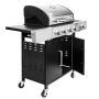 Grill ogrodowy gazowy Mega-M 4+1 ze stolikiem bocznym z pokrywą ze stali nierdzewnej reduktor + wąż gazowy kreuj swój biznes z Wyposażenie sklepów i instytucji  - Kreuj swój biznes z 4store.pl