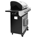 Grill gazowy Mega-M 4+1 ze stolikiem - widok z boku na szafkę i pokrętła