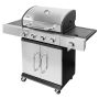 Grill ogrodowy gazowy Mega-M 4+1 ze stolikiem bocznym z pokrywą i drzwiczkami ze stali nierdzewnej reduktor + wąż gazowy kreuj swój biznes z Wyposażenie sklepów i instytucji  - Kreuj swój biznes z 4store.pl
