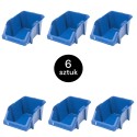 Pojemnik magazynowy kuweta warsztatowa Mega-M 15,5x25x12 cm plastikowy niebieski S - zestaw 6 szt