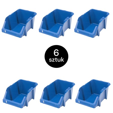 Pojemnik magazynowy kuweta warsztatowa Mega-M 15,5x25x12 cm plastikowy niebieski S - zestaw 6 szt. kreuj swój biznes z Wyposażenie sklepów i instytucji  - Kreuj swój biznes z 4store.pl