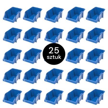 Pojemnik magazynowy kuweta warsztatowa Mega-M 15,5x25x12 cm plastikowy niebieski S - zestaw 25 szt. kreuj swój biznes z Wyposażenie sklepów i instytucji  - Kreuj swój biznes z 4store.pl