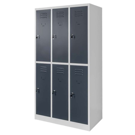 Szafka skrytkowa BHP Mega-M 6 skrytek 90x50x180 cm szara grafitowy front kreuj swój biznes z Wyposażenie sklepów i instytucji  - Kreuj swój biznes z 4store.pl