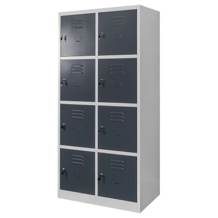 Szafka skrytkowa BHP Mega-M 8 skrytek 80x50x180 cm szara grafitowy front kreuj swój biznes z Wyposażenie sklepów i instytucji  - Kreuj swój biznes z 4store.pl