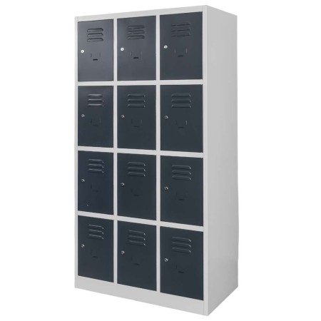 Szafka skrytkowa BHP Mega-M 12 skrytek 90x50x180 cm szara grafitowy front kreuj swój biznes z Wyposażenie sklepów i instytucji  - Kreuj swój biznes z 4store.pl