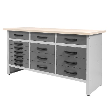 Stół warsztatowy z 15 szufladami Mega-M HANDYMAN S-160 cm G-60 cm H-85 cm grafit kreuj swój biznes z Wyposażenie sklepów i instytucji  - Kreuj swój biznes z 4store.pl